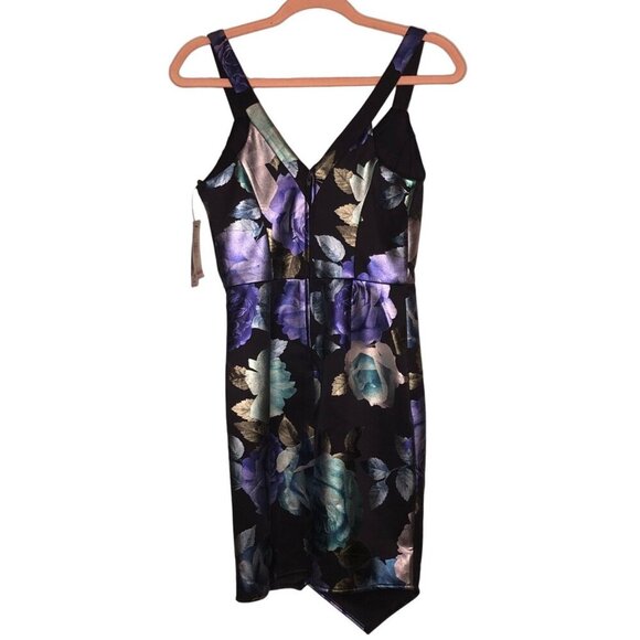 NWT BCX Dress blue floral foiled dress party prom y2k 90s retro mini coquette - Picture 5 of 9